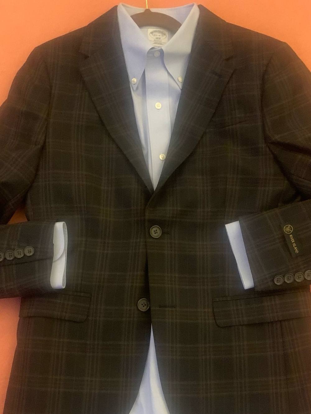 RIVER ISLAND Suit - Viscose/Polyester Plaid